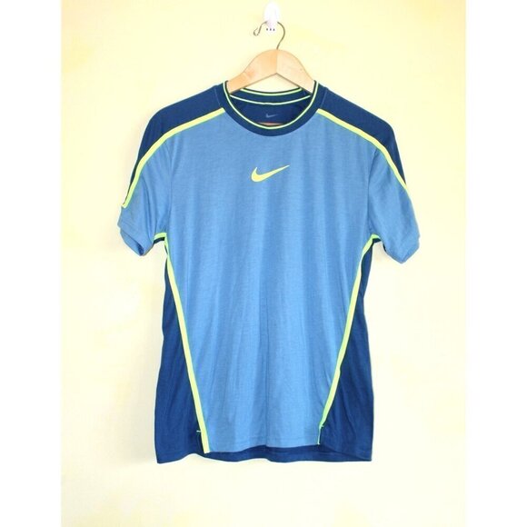 Nike Dri fit Training T Shirt Size Small Blue & Green Short Sleeve Sport clash - Picture 10 of 12